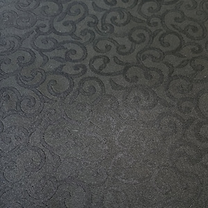 Jazzed | Silk Faille Brocade Fabric by the Half Yard, 50&quot; Wide | Black | Scroll, Whimsical, Art Nouveau, Filigree, Swirl, Textured