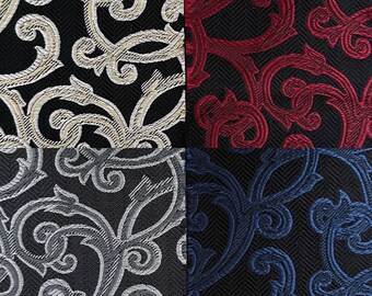 George Royal | Silk Brocade Fabric by the Half Yard, 30", 36", 38", 40", or 50" Wide | Scroll, Filigree, Regal
