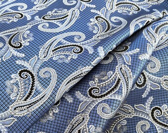 Branagan | Silk Brocade Fabric by the Half Yard, 41" or 55" Wide | Paisley, Boteh, Retro, 60s, 70s, 2000s