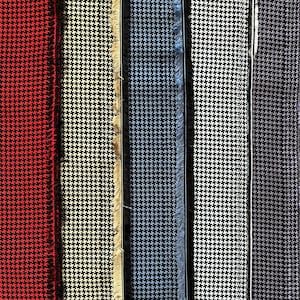 Mini Houndstooth | Silk Satin Brocade Fabric By the Half Yard, 27&quot; or 55&quot; Wide | 5 Colors | Checkered, Counterchange, Positive Negative
