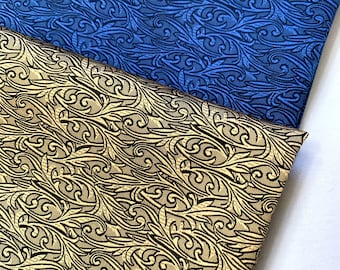Allegro | Silk Brocade Fabric by the Half Yard, 30" Wide | Floral, Leaves, Foliage, Botanical, Scroll, Art Nouveau, Sprig