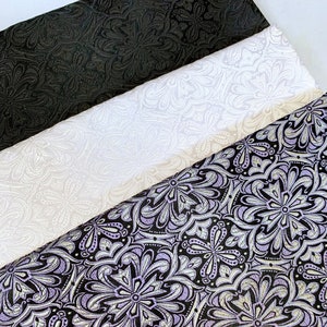 Tapeçaria | Tecido de brocado de seda por meio metro, 30" de largura | Retro, psicodélico, Boho, anos 60, 70, floral, cartela