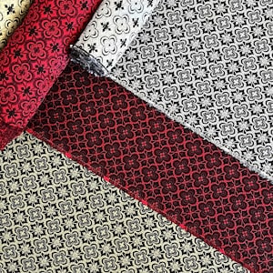 Mirage | Silk Brocade Fabric by the Half Yard, 54&quot; Wide | 3 Colors | Geometric, Quatrefoil, Floral, Square Repeat, Straight Repeat