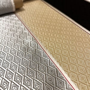 Diamond | Silk Satin Brocade Fabric by the Half Yard, 30&quot; Wide | Diamond, Geometric, Zigzag, Abstract, Fret, Frieze, Chevron