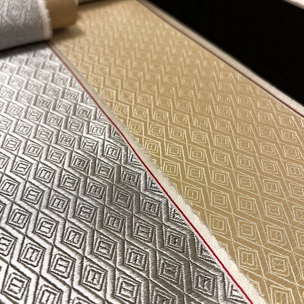 Diamond | Silk Satin Brocade Fabric by the Half Yard, 30" Wide | Diamond, Geometric, Zigzag, Abstract, Fret, Frieze, Chevron