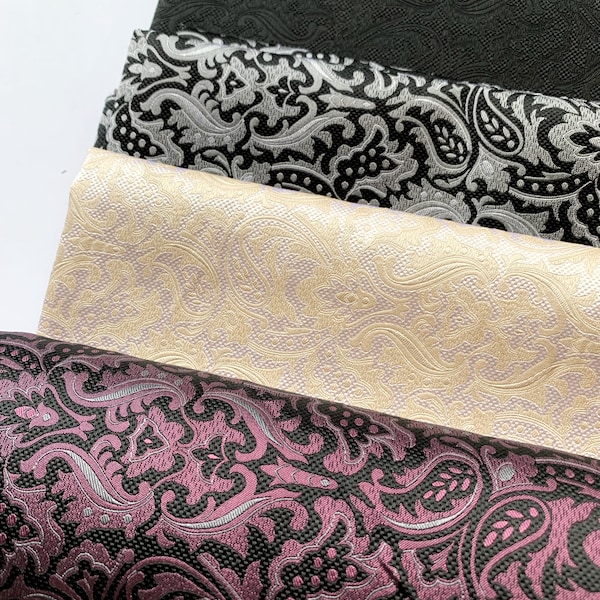 Allure | Silk Brocade Fabric by the Half Yard | 28", 30", or 54" Wide | Lace, Damask, Scroll, Paisley, Boteh, Dot