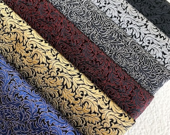 Leaves | Silk Brocade Fabric by the Half Yard, 30" Wide | Floral, Foliage, Botanical, Sprig