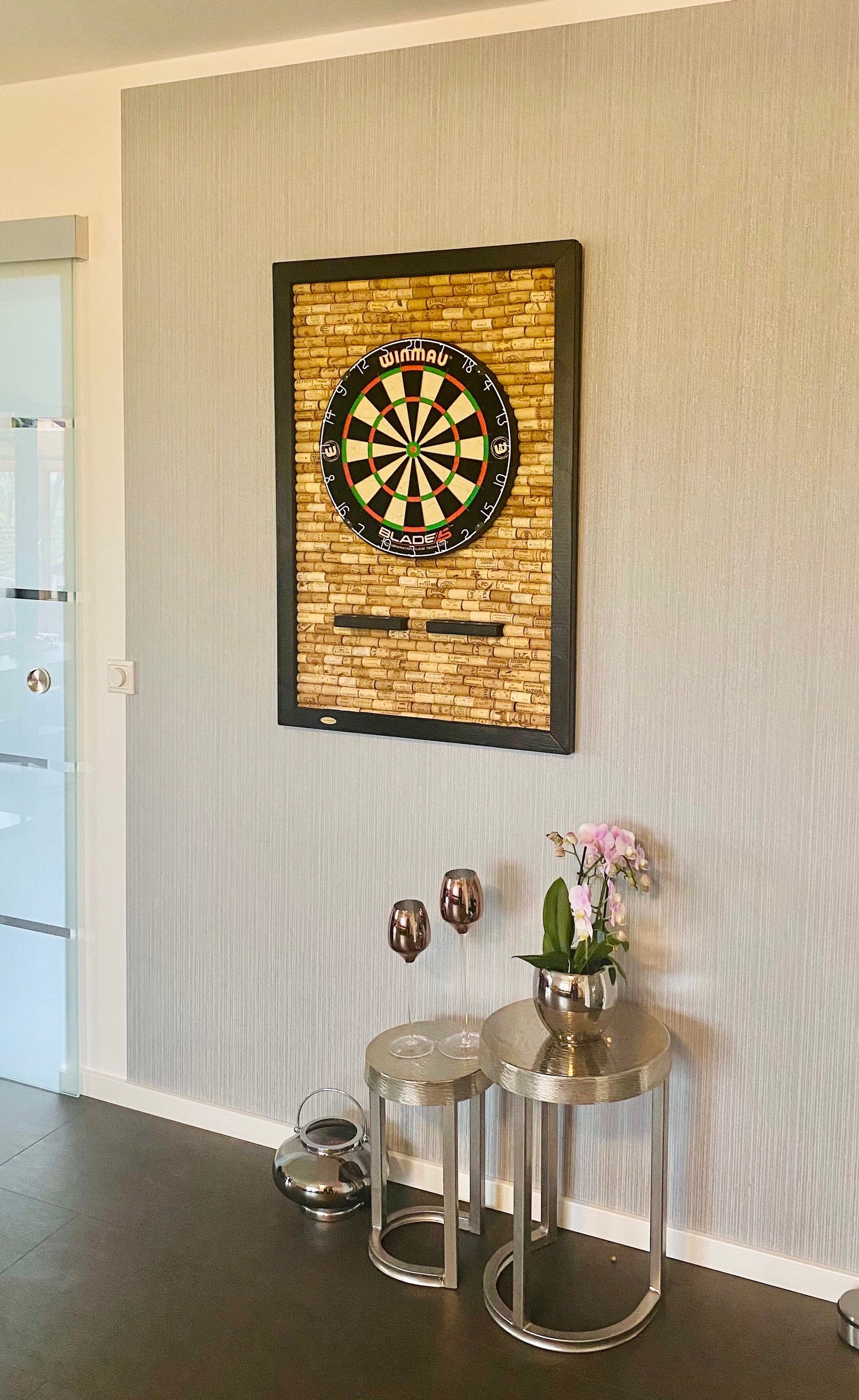 Cork dart board optional with LED wall protection / catch Etsy