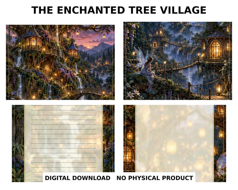Enchanted Tree Village Junk Journal Kit, Fairy Woodland Printable Pages ...