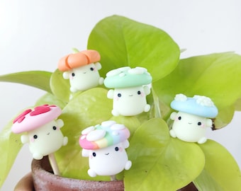 Glow in the dark mushroom/ toadstool plant pot accessory, Plant friend, Pal, Garden, Urban jungle, Cute, Kawaii, Handmade, glowing, Gift