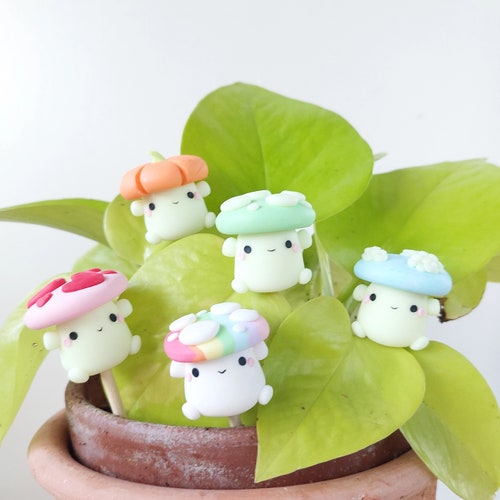 Glow in the dark mushroom/ toadstool plant pot accessory, Plant friend, Pal, Garden, Urban jungle, Cute, Kawaii, Handmade, glowing, Gift