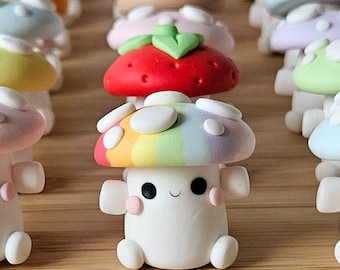 Porte-clés champignon, porte-clés, breloque, accessoire pour cache-pot, figurine, sculpture, bibelot, cadeau fait main en argile