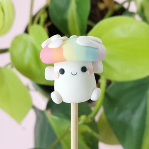 Rainbow Hearts Mushroom, Keychain, Charm, Plant Pot Accessory, Figurine, Sculpture, Trinket, Handmade Clay Gift