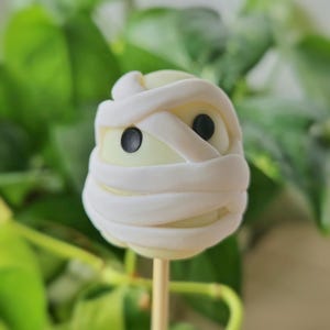 Mummy Ghost, Keychain, Charm, Plant Pot Accessory, Figurine, Sculpture, Trinket, Handmade Clay Gift