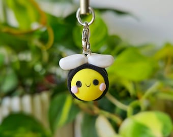 Handmade Bumblebee – Polymer Clay Charm, Phone Charm, Keychain – Cute Handmade Gift
