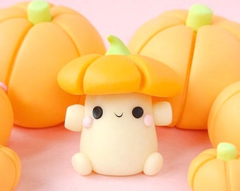 Pumpkin Mushroom, Keychain, Charm, Plant Pot Accessory, Figurine, Sculpture, Trinket, Handmade Clay GiftHalloween, Autumn, Fall