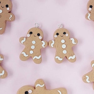 Gingerbread Earrings, Handmade Polymer Clay Jewellery, Fishhook, Huggie Hoops