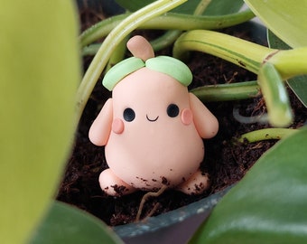 Peach Plant Buddy, Pot Pal, Friend, Cute, Kawaii, Home Garden Decor, Urban Jungle, Houseplant, Figurine, Accessory, Gift, Terrarium