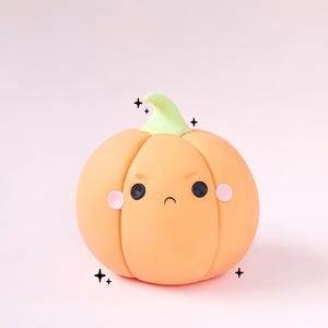 Escultura de calabaza gruñona, figura esculpida a mano, adorable, arcilla polimérica, Halloween, otoño, temporada espeluznante, Acción de Gracias, aterradora.