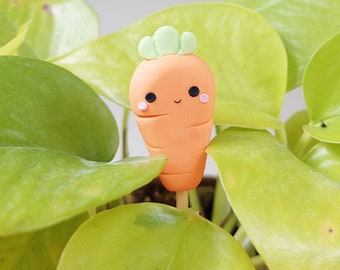 Baby carrot plant pot accessory, Friend, Pal, House plants, Veg Garden, Urban jungle, Cute, Kawaii, Handmade, Gift, Hand sculpted Food