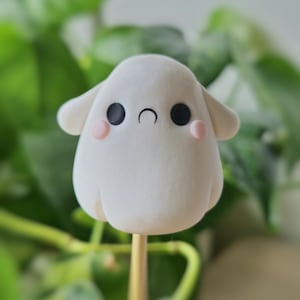 Sad Ghost,  Keychain, Charm, Plant Pot Accessory, Figurine, Sculpture, Trinket, Handmade Clay Gift