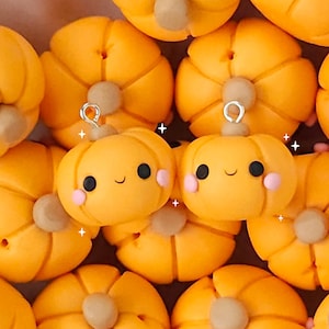 Pumpkin Earrings, Handmade Polymer Clay Jewellery, Fishhook, Huggie Hoops