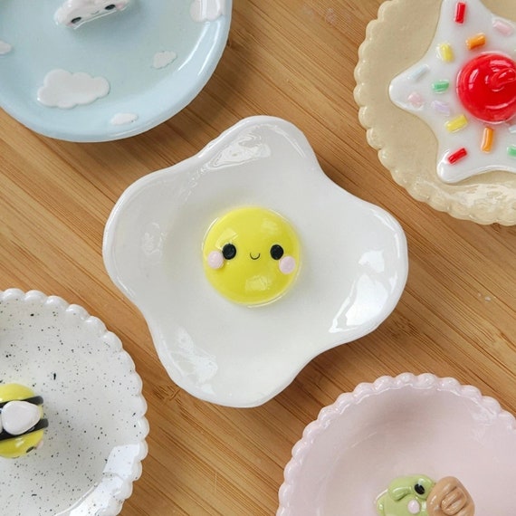Handmade Egg Trinket Dish – Polymer Clay Ring Tray, Jewellery