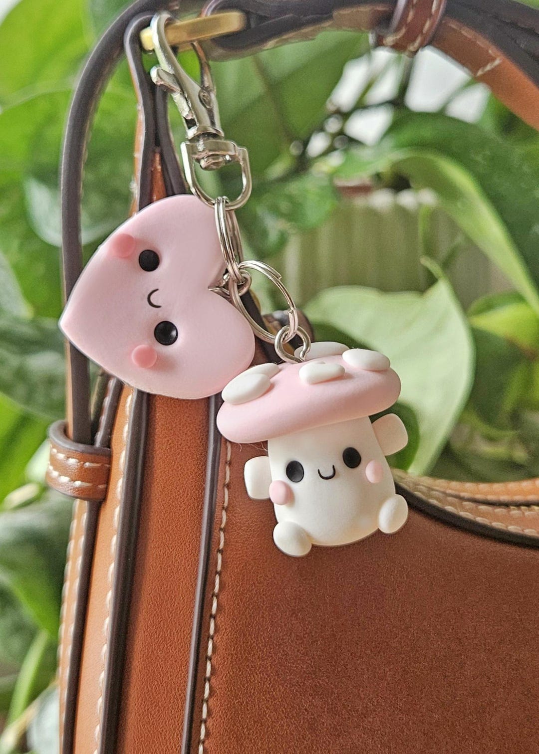 Handmade Mushroom Bag Charm – Love Heart Toadstool Keychain