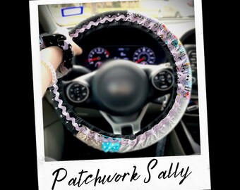 Funda para volante Patchwork Sally y scrunchie a juego