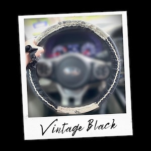 Vintage Black Steering Wheel Cover and Matching Scrunchie