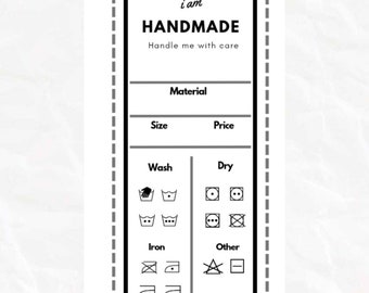 Printable Care Instructions Tags - Labels for handmade items