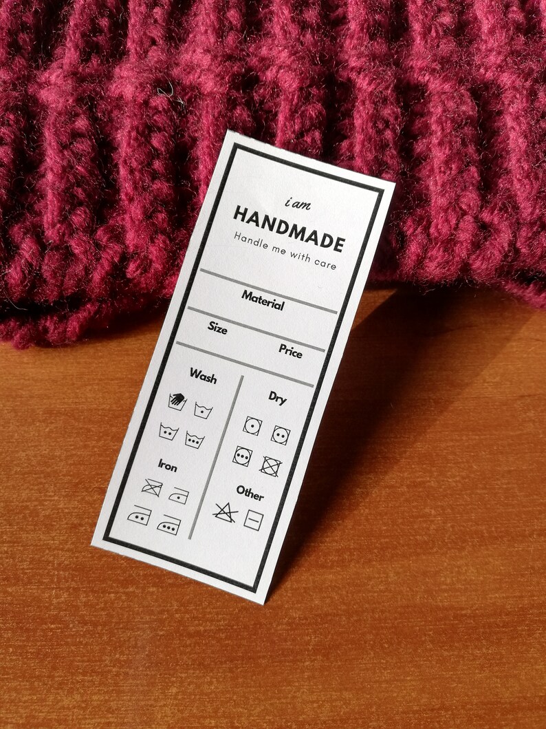Printable Care Instructions Tags Labels for Handmade Items Etsy