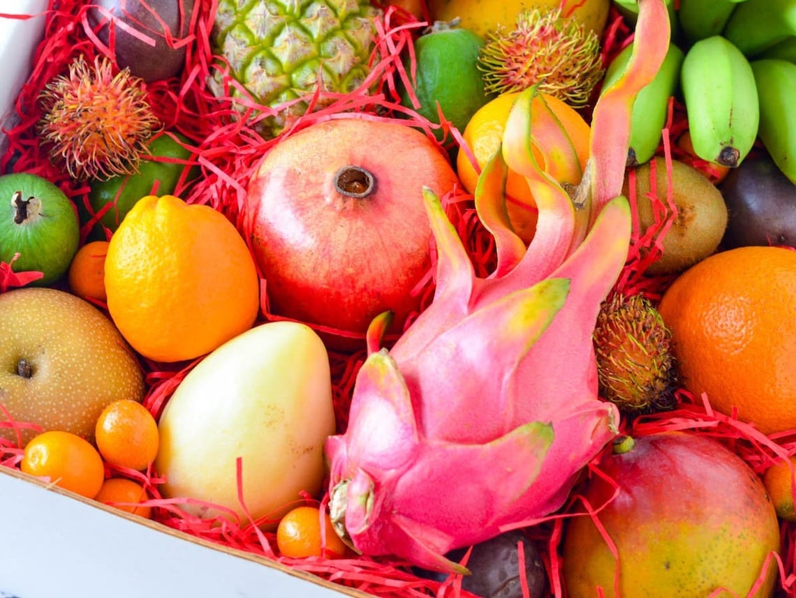 Deluxe Exotic and Tropical Fruit Basket Etsy
