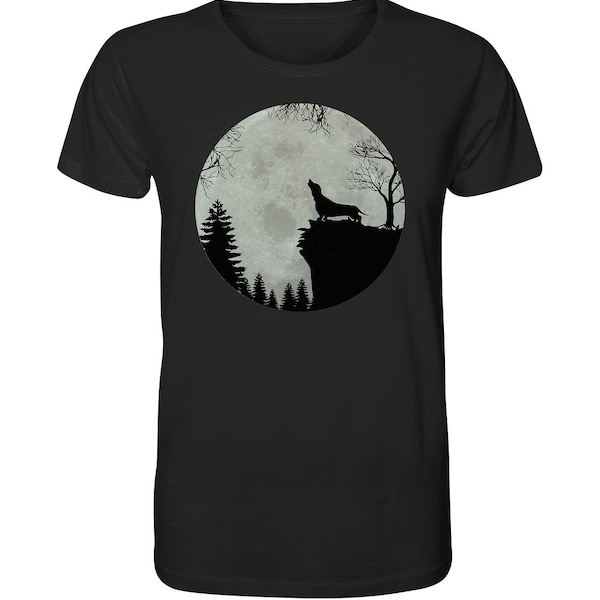 Dackel Dachshund Teckel Jault vor Mond Geschenkidee - Organic Shirt