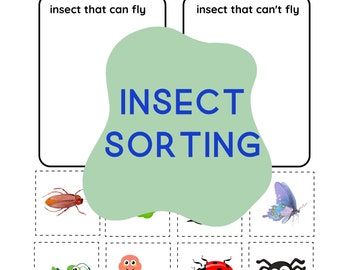Insect Sorting Activity Worksheet - Bug Sorting - PRINT & PLAY Preschool Sorting Worksheet - Printable Sorting Activity - Sorting Download
