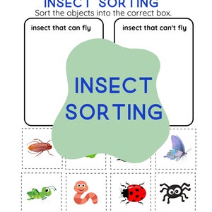 Insect Sorting Activity Worksheet - Bug Sorting - PRINT & PLAY Preschool Sorting Worksheet - Printable Sorting Activity - Sorting Download