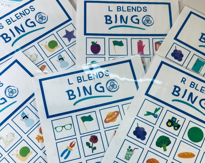 Blends Bingo Printable Boards-Speech Sounds Bingo-Speech Therapy-Speech and Smile-Speech Sound Worksheets Printable Acitvity for SLP