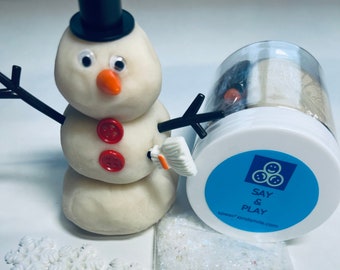 SNOWMAN JAR-Build a Snowman Theme Play-Snowman Kit-Speech Therapy Mini Objects-Play dough Snowman Jar- snowman Play-Doh