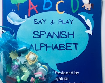Alphabet Book IN SPANISH with Alphabet Minis Objects - Spanish Alphabet Set with Mini Trinkets-