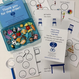 TAAL Taakbox met mini-objecten Logopedie-activiteitenbox Taalconcepten-box Logopedie-activiteit
