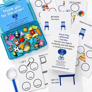 LANGUAGE Task Box with Mini Objects - Sorting and Concepts Speech Therapy Minis
