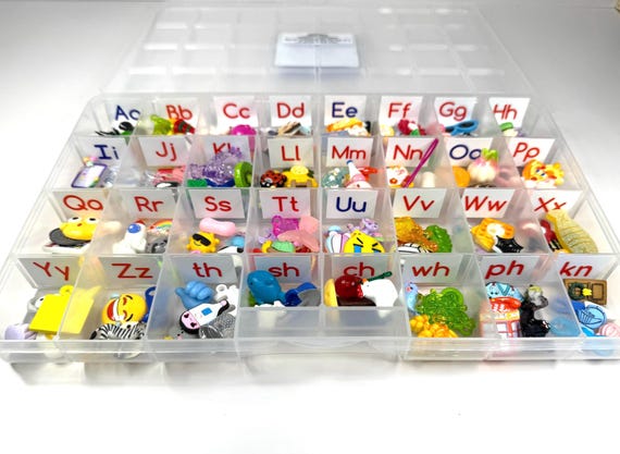 Alphabet Mini Objects Set includes Phonics & Digraphs Kit | Montessori Sound Set Speech Therapy Trinkets | Say and Play Mini Objects