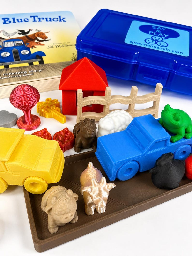 Little Blue Truck Story Kit with Mini Objects - Speech Therapy Preschool Story Set image 4