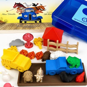 Little Blue Truck Story Kit with Mini Objects - Speech Therapy Preschool Story Set image 2