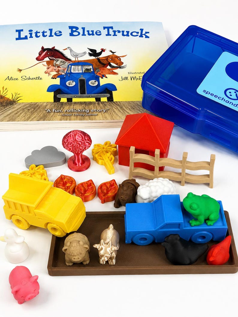 Little Blue Truck Story Kit with Mini Objects - Speech Therapy Preschool Story Set image 2