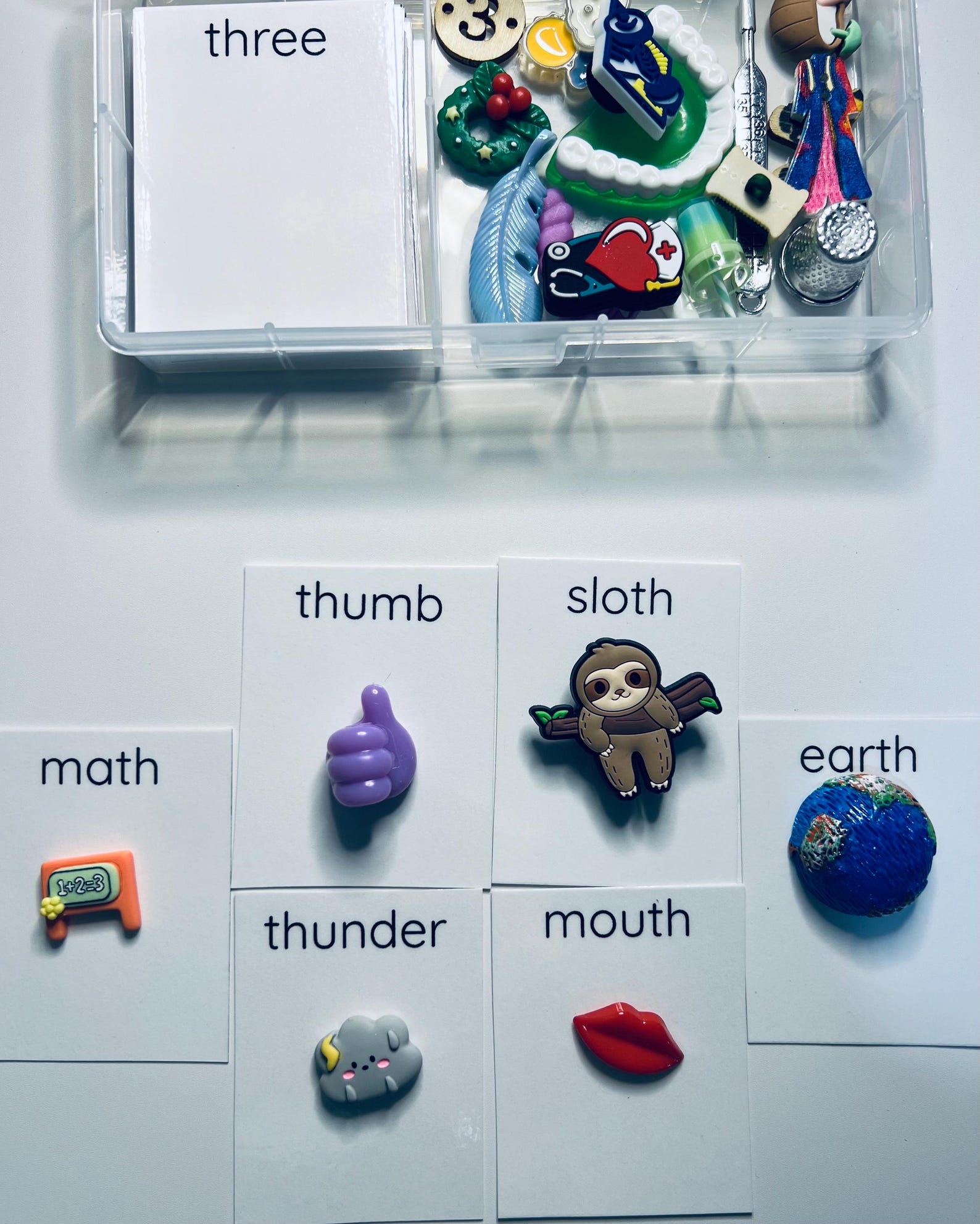 Speech Therapy Mini Objects Set of Trinkets With Cards PICK YOUR SOUND ...