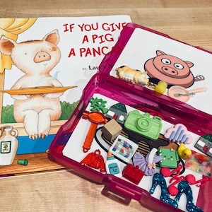 Story Kit-If You Give a Pig a Pancake Story Objects- Speech Therapy Mini Objects-Speech Trinkets-Story Retell Objects-SLP Objects