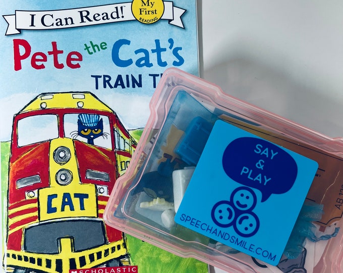 Pete the Cat Story Kit-Pete the Cat’s Train Trip-Speech Therapy Mini Objects-Story Trinkets for Pete the Cat Books