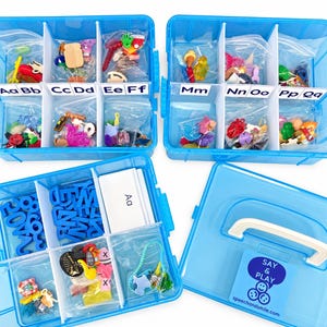 Alphabet Mini Objects & Counting Kit | 7 Objects per Letter | Beginning Sounds, Letter Recognition and Numbers | Portable Organizer