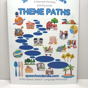 Speech Therapy Activity Book – THEME Paths – Pair with Mini Objects – Thematic Language Book – Speech and Smile Minis